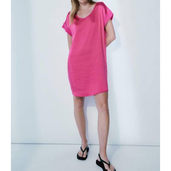 NEW MELISSA NEPTON lela satin dress in pink glow - Picture 1 of 1